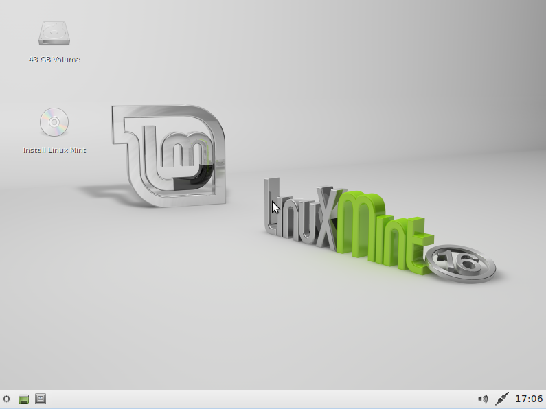 Linux Mint in live modus. Je kunt er mee werken als met een ge&iuml;nstalleerd systeem, en als je de computer uitschakelt ben je alle gegevens kwijt.