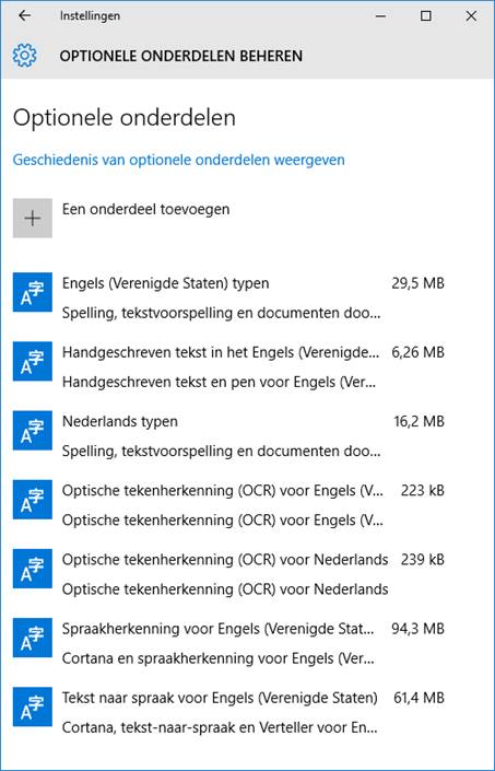 Optionele onderdelen