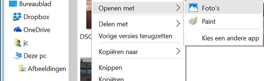 standaard programma kiezen met de verkenner
